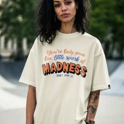 Bewakoof Beige Madness Typography Oversized T-shirt-picture-12