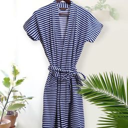HotGown Women Striped Bath Robe With Belt-image-92