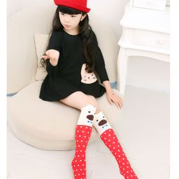 Flaunt Chic Knee Length Polka Dot Socks - Red-image-35