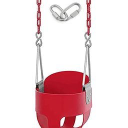 Reznor Flexible High Back Full Bucket Swings Seat With Plastic Coated Chains - Red-11