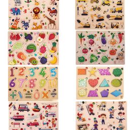 BitFeex Wooden Board Peg Puzzle Toy Pack of 8 - Multicolour-21