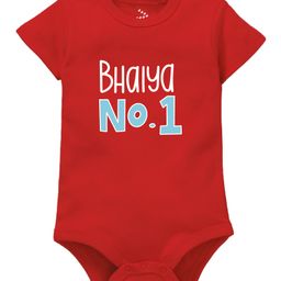 Zeezeezoo Raksha Bandhan Theme Half Sleeves Bhaiya No 1 Printed  Onesie - Red-picture-15