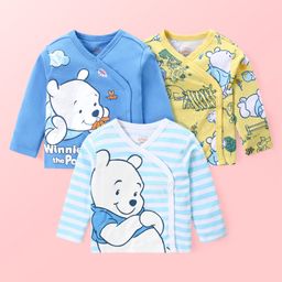 Babyoye Disney Full Sleeves Front Open Jhablas with Winnie The Pooh Print Pack of 3 - Multicolor-image-60