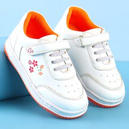 Babyoye Casual Shoes with Velcro Closure & Floral Print - White-image-69