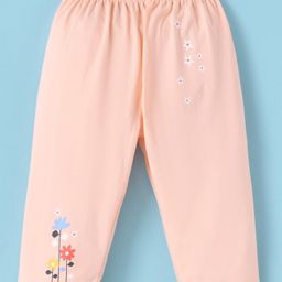 Tango Interlock Knit Full Length Lounge Pant with Floral Print - Peach-image-67
