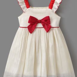 Mark & Mia Frill Sleeves Party Frock with Bow Applique - Beige-picture-12