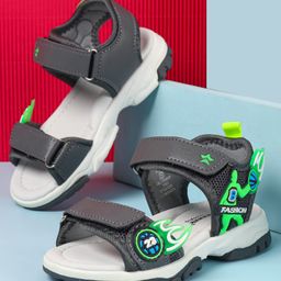 Cute Walk by Babyhug Velcro Closure Sandals with Basketball Design - Grey-image-50