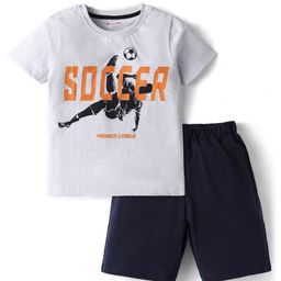 KOOKIE KIDS BOYS HALF SLEEVES PRINTED NIGHTWEAR SHORTS SET IN LIGHT GREY COLOR-image-12