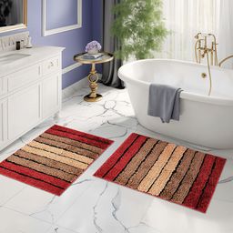 Kuber Industries Cream Color & Maroon 4 Pieces Anti Slip Textured Doormats-14