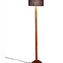 Devansh Blue & Brown Wooden Cylindrical Shaped FloorLampsWithShade-25