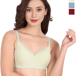 Liigne Pack Of 3 Solid Full Coverage Non Padded Bra-image-90