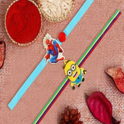 UNIVERSITY TRENDZ Set of 2 Spinder & Minions Kids Rakhis-22