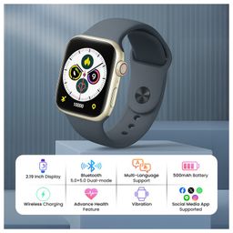 i kall IKALL W4 Pro Smartwatch with 2.19" Display, Sleek Dial with IP68 Water Resistant, Sp02 Tracking and Wireless Charging (Multiple Sports Modes, Bluetooth Calling) (Black) image 2