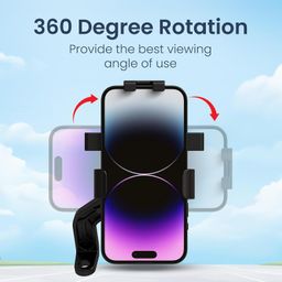 Portronics Mobike 5 Scooty/Scooter Phone Holder with Mirror Mount, 360 Degree Rotation, Strong Grip, Compatible with 4.7" to 7.2" Smartphone, Mobile Stand for Scooter, Cycle & Motorcycle (Black) image 3