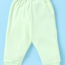 Zero Interlock Knit Full Sleeves Front Open Night Suit With Stripes & Bunny Print - Light Green image 4