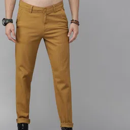 Roadster Men Brown Regular Fit Solid Chinos-image-72
