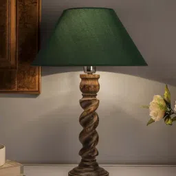 Homesake Brown Classic Twister Table Lamp with Green Shade (Bulb Included) - Set of 1-26
