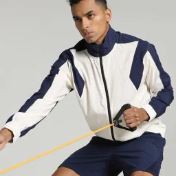 Puma Snow & Navy Regular Fit Colour Block Sports Jacket-picture-16