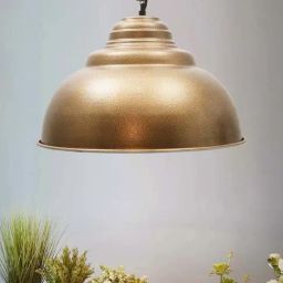 Homesake Golden Metal Nautical Barn Dome Chandelier Inverted Pendant Light-image-12
