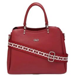 Globus Red Textured Medium Handbag-8
