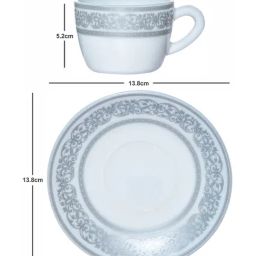 Cello White Opalware Cup & Saucer - Set of 6 image 3