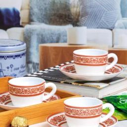 Cello White Opalware Cup & Saucer - Set of 6 image 5