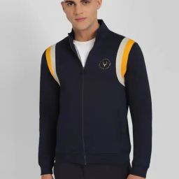 Allen Solly Navy Cotton Regular Fit Colour Block Sweatshirt-image-42