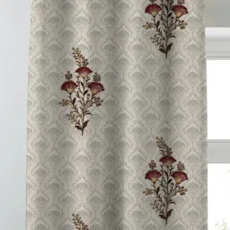 SPACES DRAPE STORY Elegent Grey & Brown Polyester 8 FT Door Curtain - Set of 2 image 4