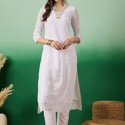 Sangria Embroidered Straight Kurta & Trousers Set-24