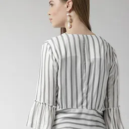 Sera White & Grey Striped Open Front Shrug image 5