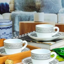 Cello White Opalware Cup & Saucer - Set of 6 image 5