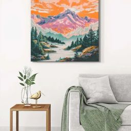 999Store Multicolor Canvas Vibrant Mountain Landscape Wrapped Painting-42