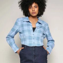 Campus Sutra Blue Cotton Regular Fit Checked Shirt-picture-26