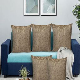 RRC Brown Set of 5 Velvet Square Cushion Covers-97