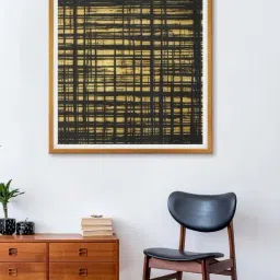 999Store Gold & Black Abstract Rustic Printed Canvas Painting-8