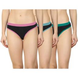 AROUSY Purple & Blue Bikini Panties - Pack Of 3-image-89