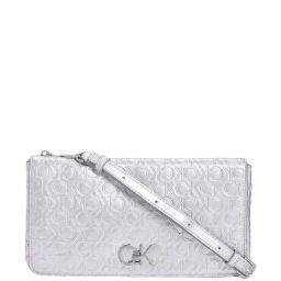 CALVIN KLEIN Silver RE-LOCK Logo Cross Body Bag-12
