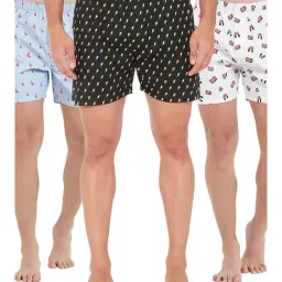 XYXX Blue, Black & White Printed Cotton Boxers (Pack Of 3)-picture-25
