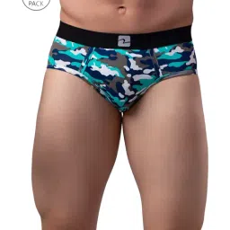 UnderJeans by Spykar Blue & Grey Printed Briefs - Pack of 2-image-21