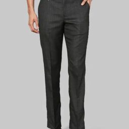 Park Avenue Dark Grey Regular Fit Flat Front Trousers-image-69