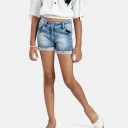 Peppermint Kids Blue Washed Shorts-image-2
