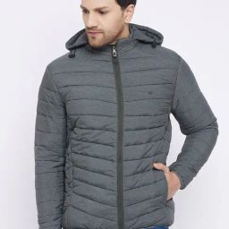 Duke Black Slim Fit Quilted Hooded Jacket-image-21
