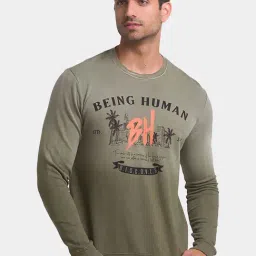 Being Human Olive Cotton Regular Fit Printed Sweatshirts-picture-25