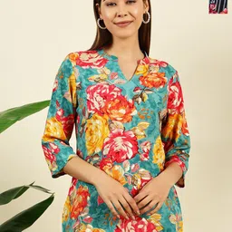 THE FAB FACTORY Women Pack of 2 Floral Print Mandarin Collar Top-picture-10