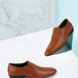 FAUSTO Men Tan-Brown Solid Formal Loafers-image-53