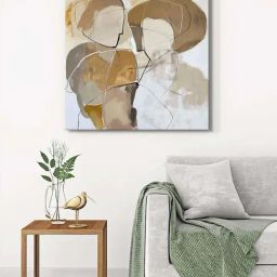 999Store Grey & Brown Canvas Neutral Tones Abstract Wrapped Painting-image-85