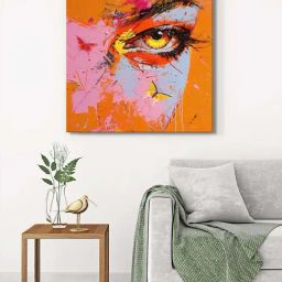 999Store Orange Canvas Eye Of Color Wrapped Painting-image-10