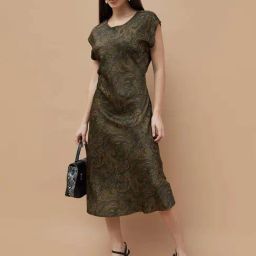 Code By Lifestyle Light Green Regular Fit Printed Dress-picture-0