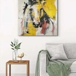 999Store Multicolor Canvas Abstract Horse Wrapped Painting-0