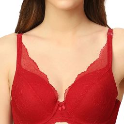 Triumph Red Self Design Under-Wired Medium Coverage Bralette Bra image 4